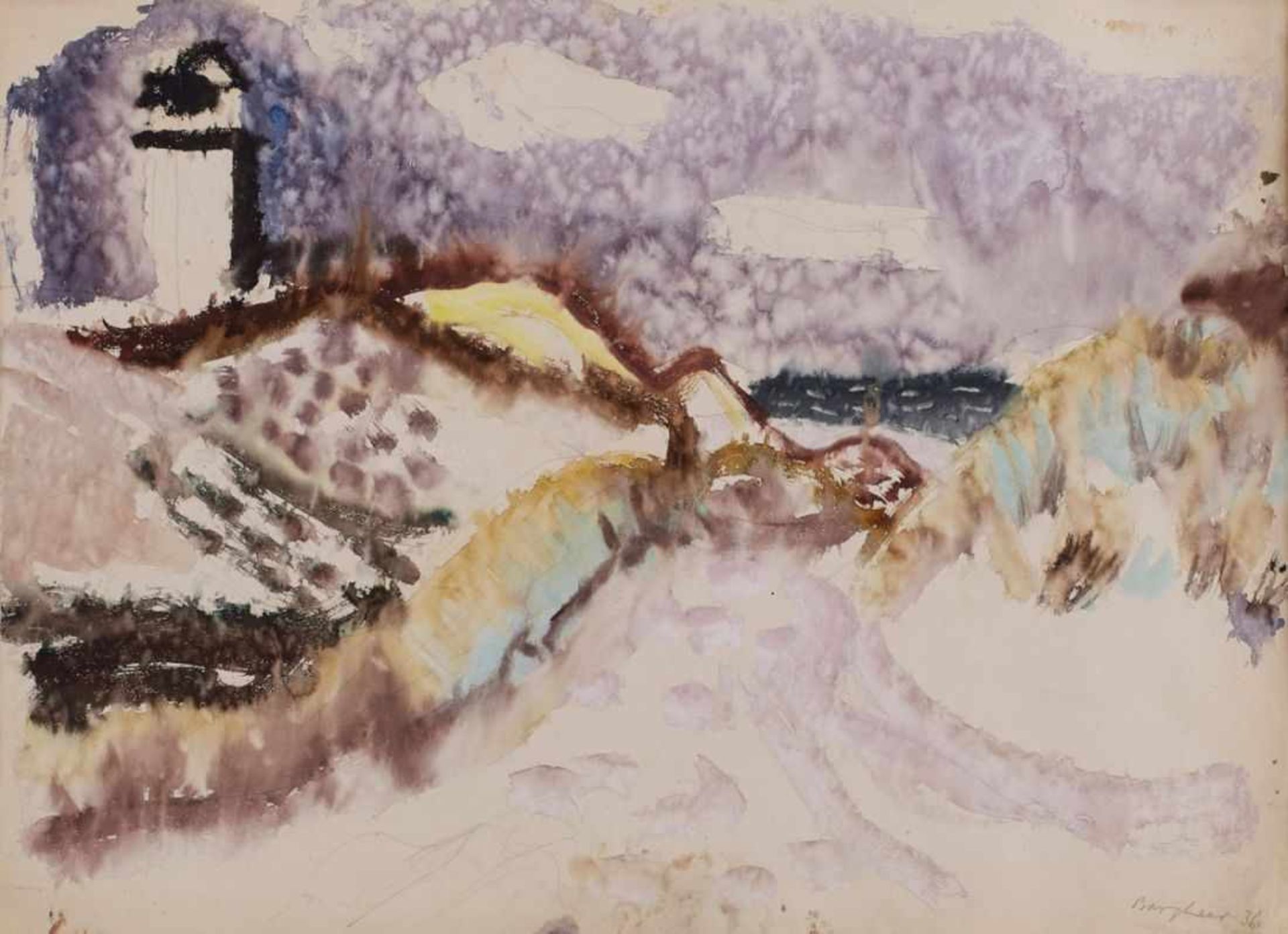 Aquarell, mit DeckweißEduard Bargheer 1901 Finkenwerder - 1979 Blankenese "Der Leuchtturm auf