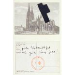 Joseph BeuysKrefeld 1921 - 1986 DüsseldorfZwei Köln-Postkarten. Offsets.1968/74. Jeweils 10,3 x 14,5