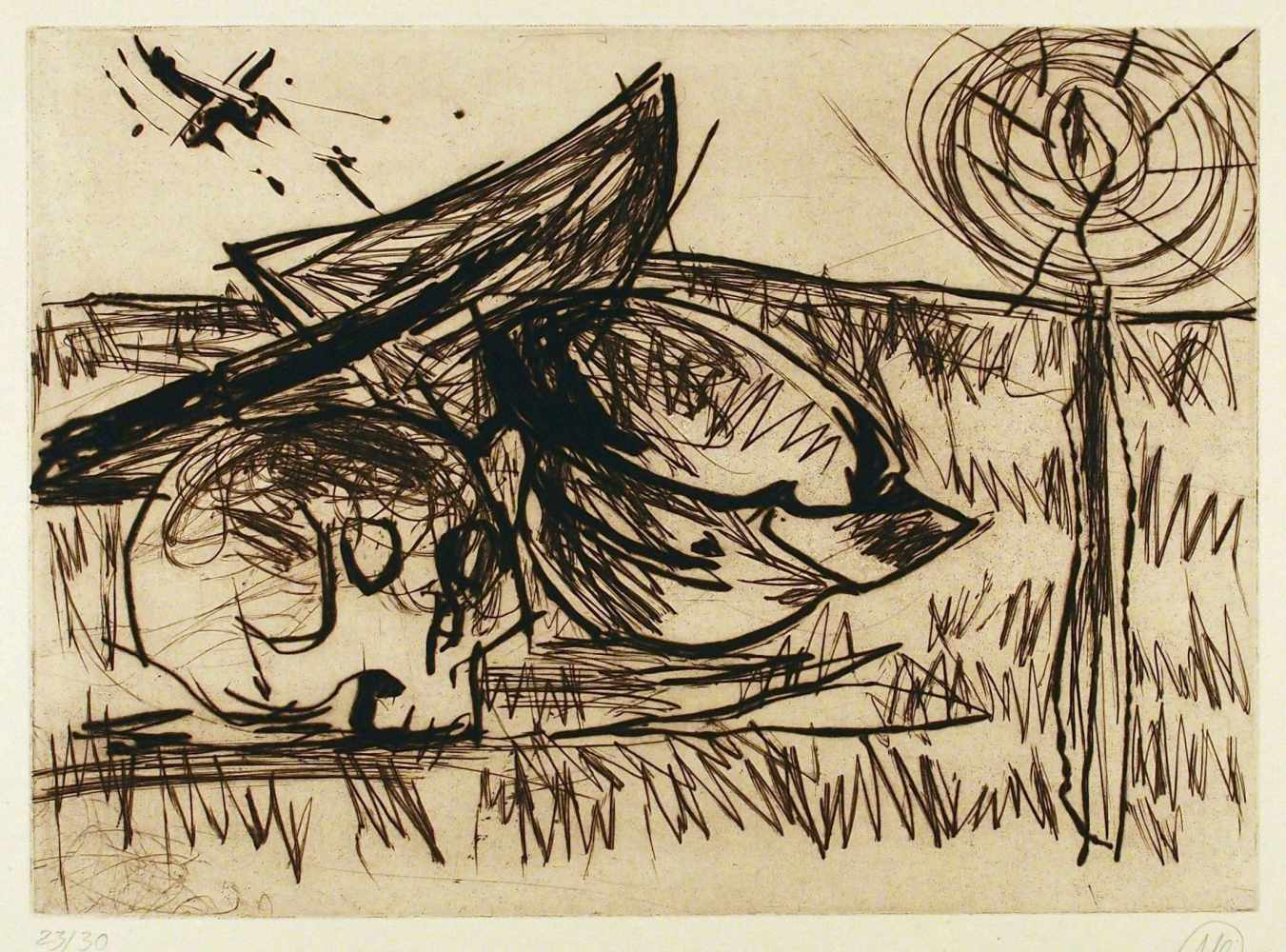 Markus LüpertzLiberec 1941 - lebt in KarlsruheOhne Titel. Radierung. Um 1995. 39,4 x 54,4 cm (56 x