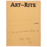 Joseph BeuysKrefeld 1921 - 1986 DüsseldorfArt-Rite. Tintenstiftzeichnung. 1981. 27,7 x 20,9 cm.