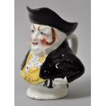 Figurenkrug / character jug, England, J. Bull, 19. Jh.Keramik/ Steingut, polychrom bemalt, Büste