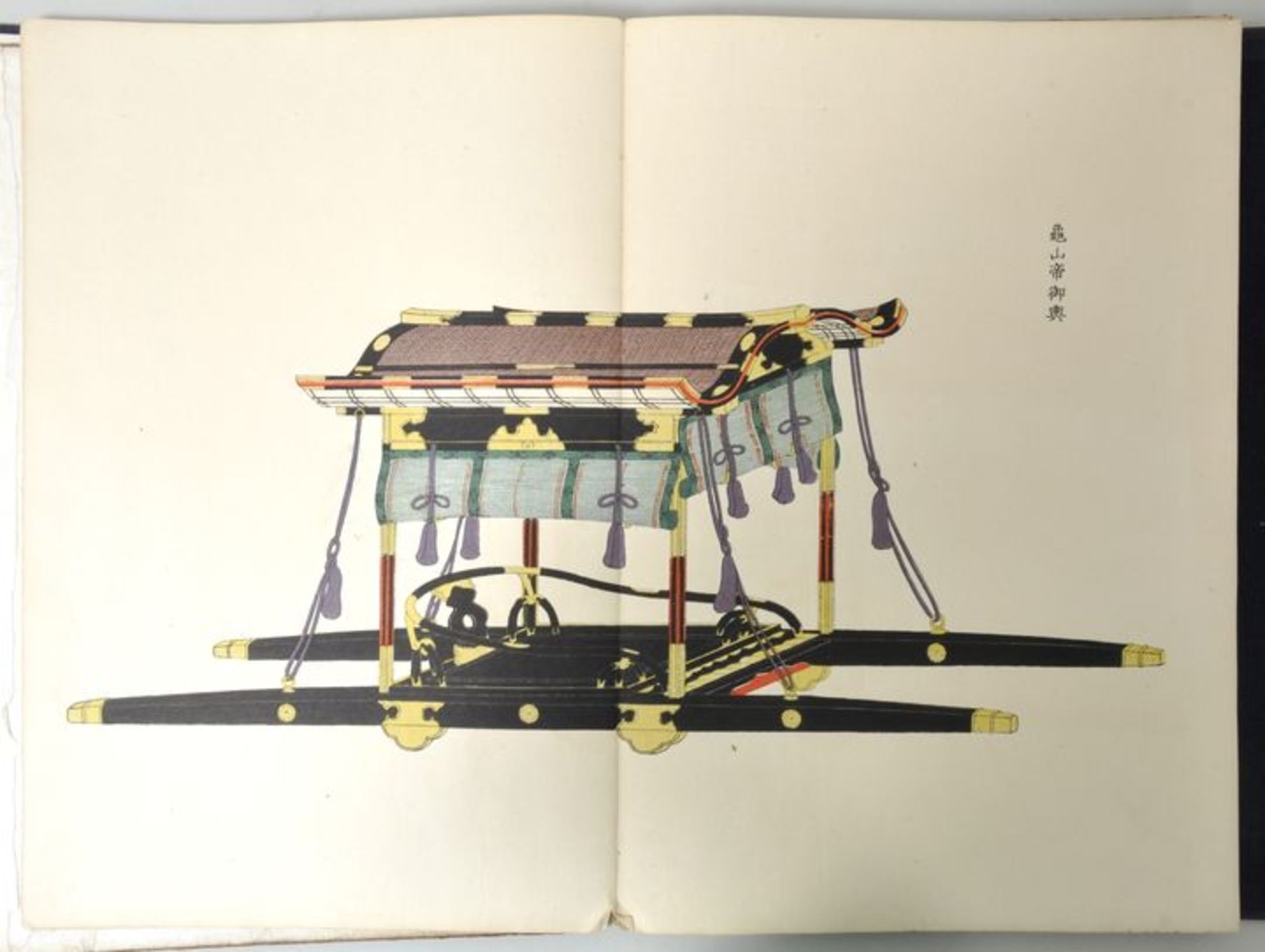 Yosha Zuko Fuzu, Japan, Periode Meiji (um 1900)Katalog mit Modellen luxuriöser Sänften und Kutschen. - Bild 2 aus 4