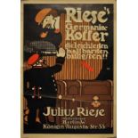 Plakat "Riese's Germania-Koffer - die leichtesten, haltbarsten, billigsten!!".Farblithographie,