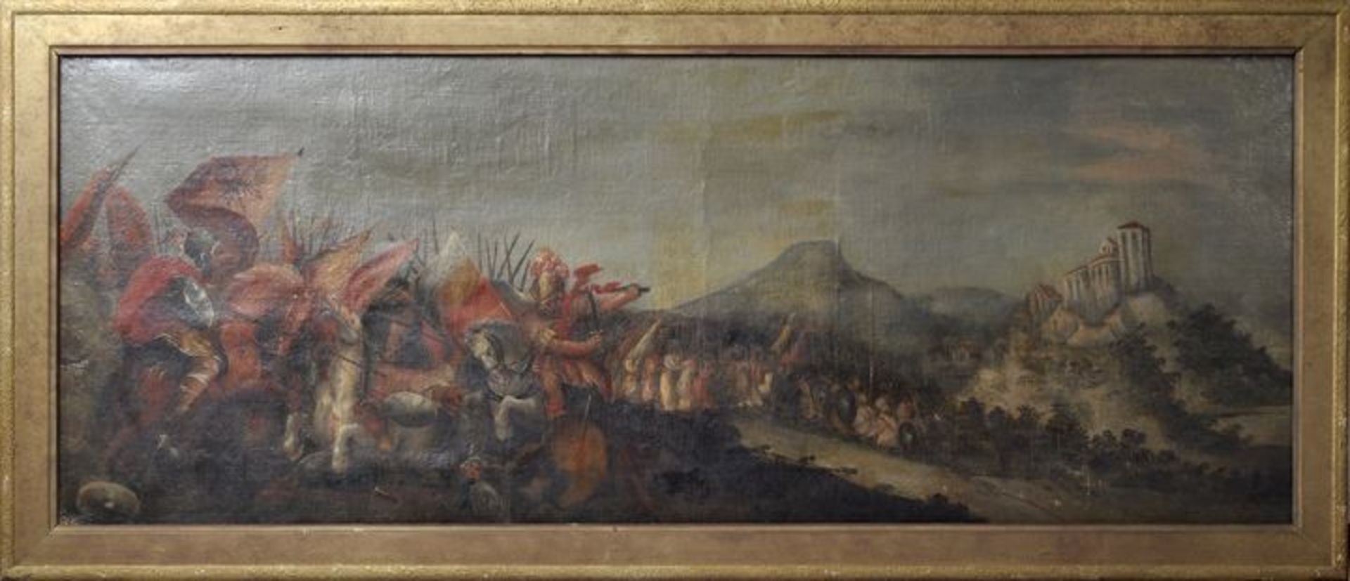 Schlachtenmaler, 2. H. 17. Jh.Schlachtpanorama Schlacht der Türkenkriege. Öl auf Leinwand, doubl., - Bild 2 aus 4