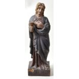 Heiligenfigur S. Jean, 19./ 20. Jh. (Stil um 1500)Holz (Eiche), vollplastisch geschnitzt,