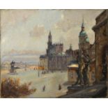 Poeschmann, Rudolf. 1878 Plauen - 1954 DresdenBlick auf den Theaterplatz zu Dresden vom Standpunkt
