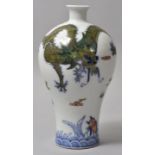 Balustervase, China, Marke Quianlong (1736-1795)Porzellan, in Emailfarben und kobaltblau bemalt: