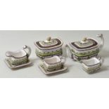 Dejeuner, um 1800, Empire7 Teile: Kaffeekanne, Zuckerdose, Sahnekännchen sowie zwei Tassen mit