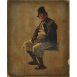 Unbekannter Dresdener Maler der RomantikFigurenstudie eines sitzenden Mannes. Um 1830/ 40. Öl auf