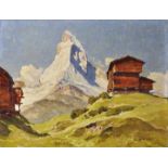 Maurus, Hans. 1901 München - 1942Walliser Alpenlandschaft: Findeln (bei Zermatt) mit Matterhorn.
