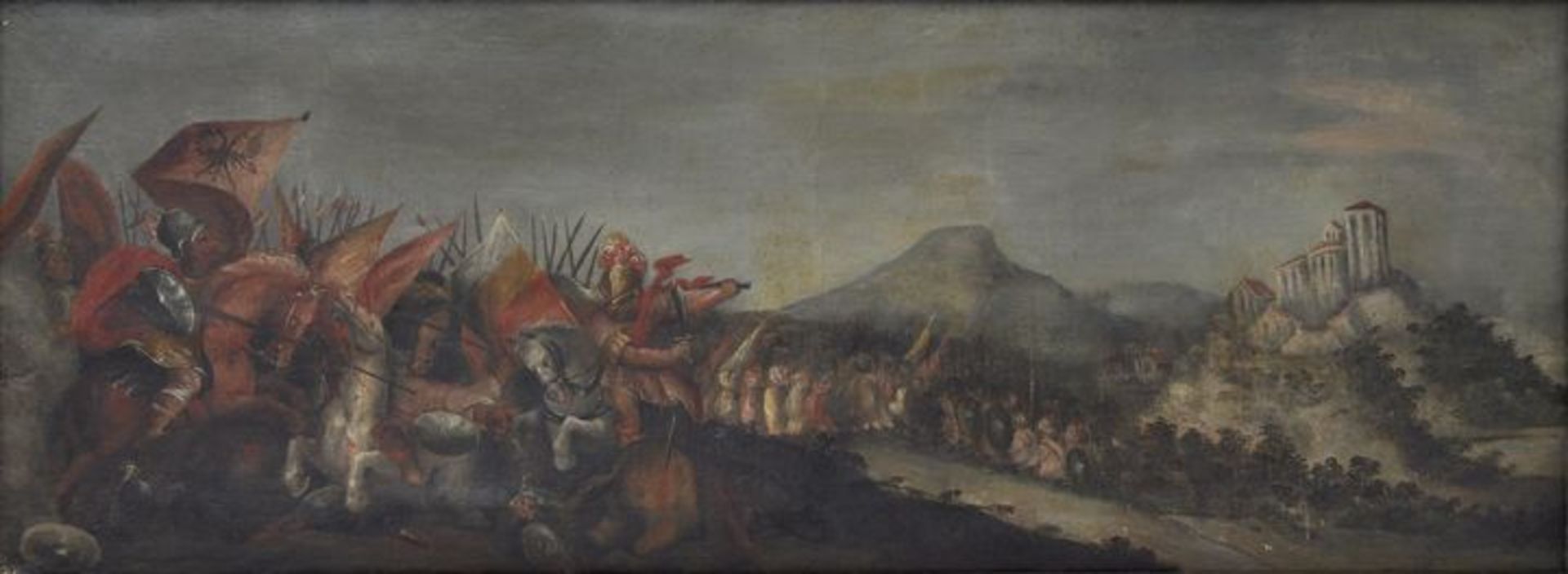 Schlachtenmaler, 2. H. 17. Jh.Schlachtpanorama Schlacht der Türkenkriege. Öl auf Leinwand, doubl.,