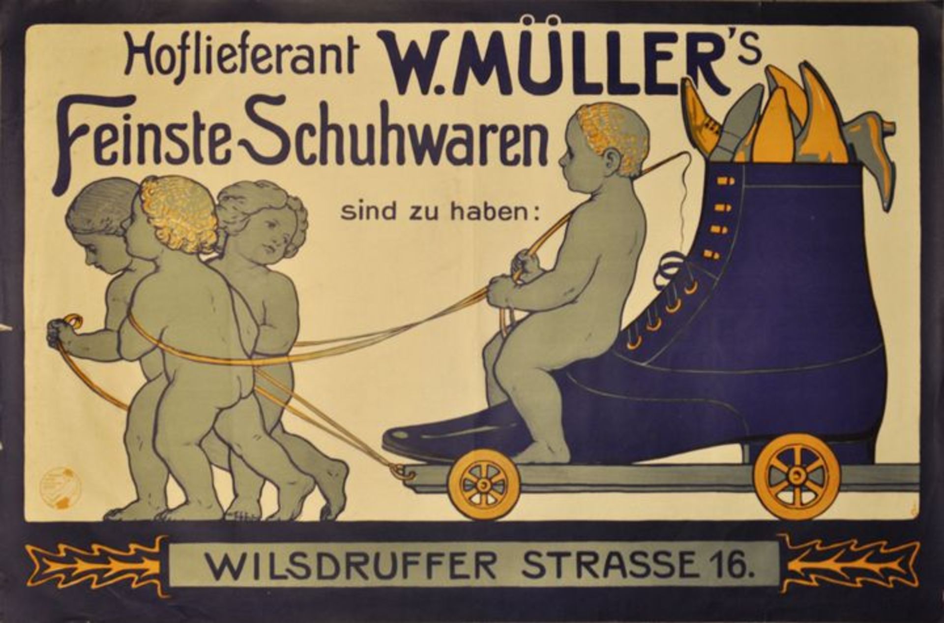 Goller, JosefPlakat "Hoflieferant W. Müller's Feinste Schuhwaren/ Wilsdruffer Str. 16 (Dresden)".