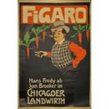 Edel, Edmund. 1863-1934Veranstaltungsplakat "Figaro - Hans Fredy im Chicagoer Landwirt". Um 1915.