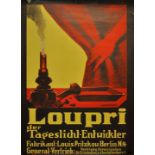 Lindenstaedt, HansReclameplakat "Loupri- der Tageslicht-Entwickler". 1908. Farblithographie, i.