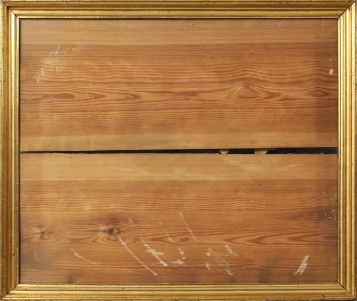 Rahmen, 19. Jh.Berliner Leiste. 3,5 cm Holz-Profilleiste, vergoldet, verglast. Orig. Holzrückwand (