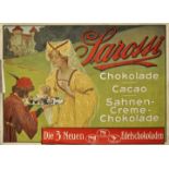 Plakat "Sarotti Chokolade - Die 3 neuen Edelschokoladen". Ca. 1900. Farblithographie,Druck