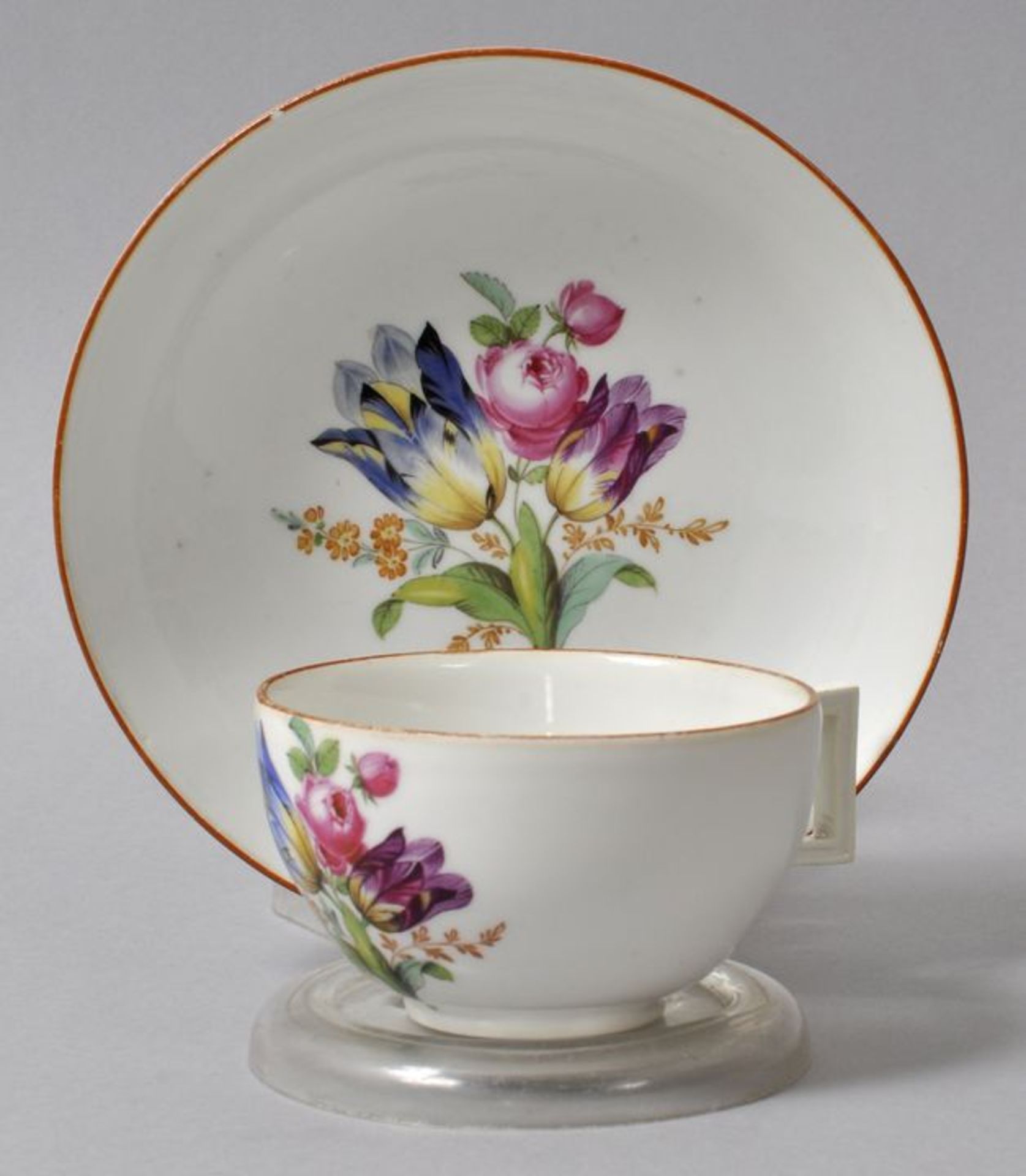 Tasse mit Untertasse, Meissen, letztes Drittel 18./ 1. Viertel 19. Jh.Einfache Halbkugelform mit