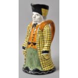 Figurenkrug/ Toby jug, 19./ 20. Jh.Fayence, polychrom bemalt. Figur eines griesgrämigen Mannes im