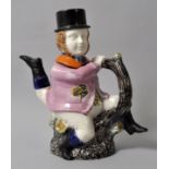 Figurenkanne/ Teekanne/ teapot Manxman, England, 19. Jh.Keramik/ Steingut, polychrom bemalt/