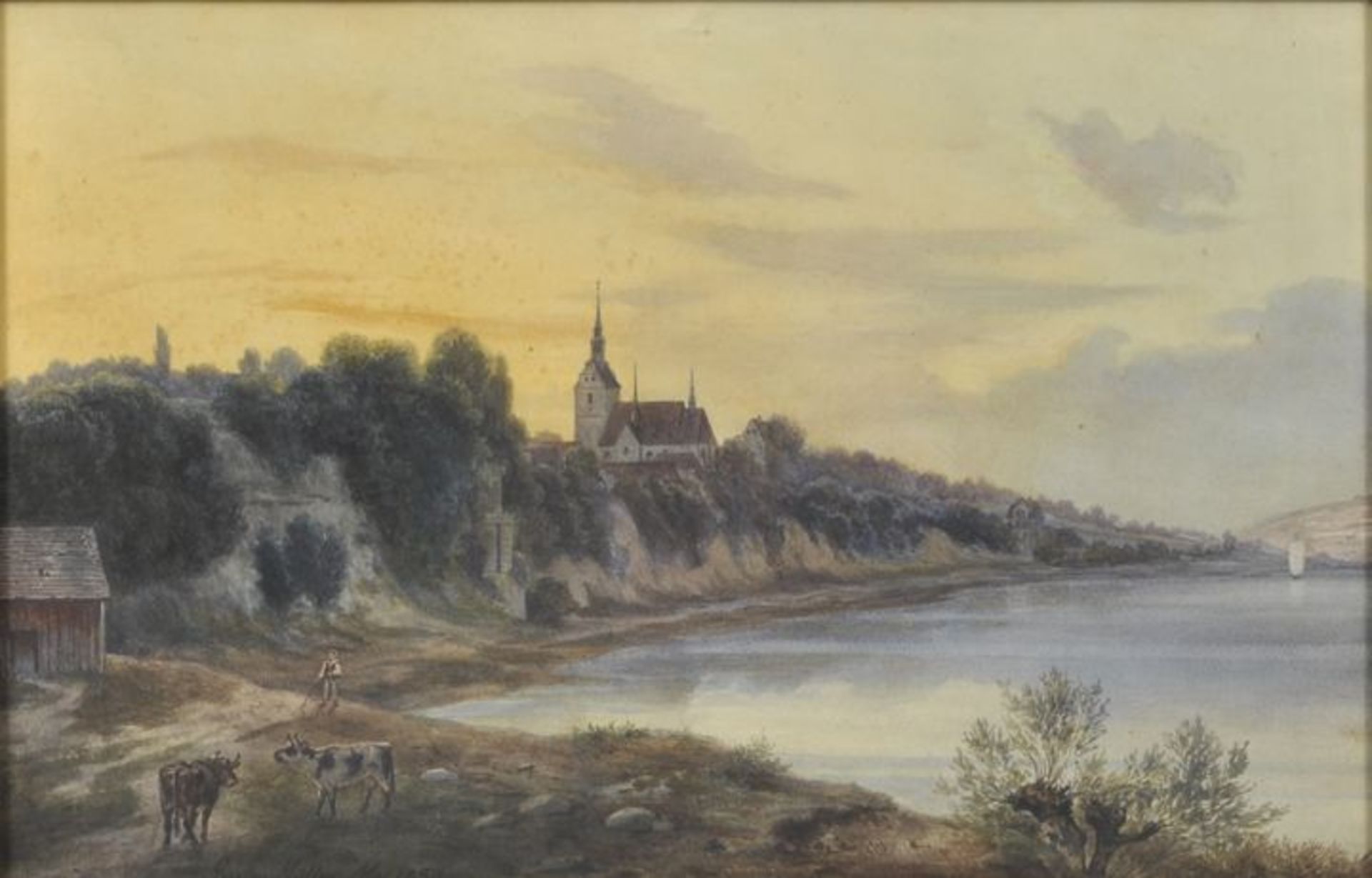 Müller, Gustav (Otto). 1827-1922 DresdenBlick über die Elbe bei Dresden auf die Briesnitzer