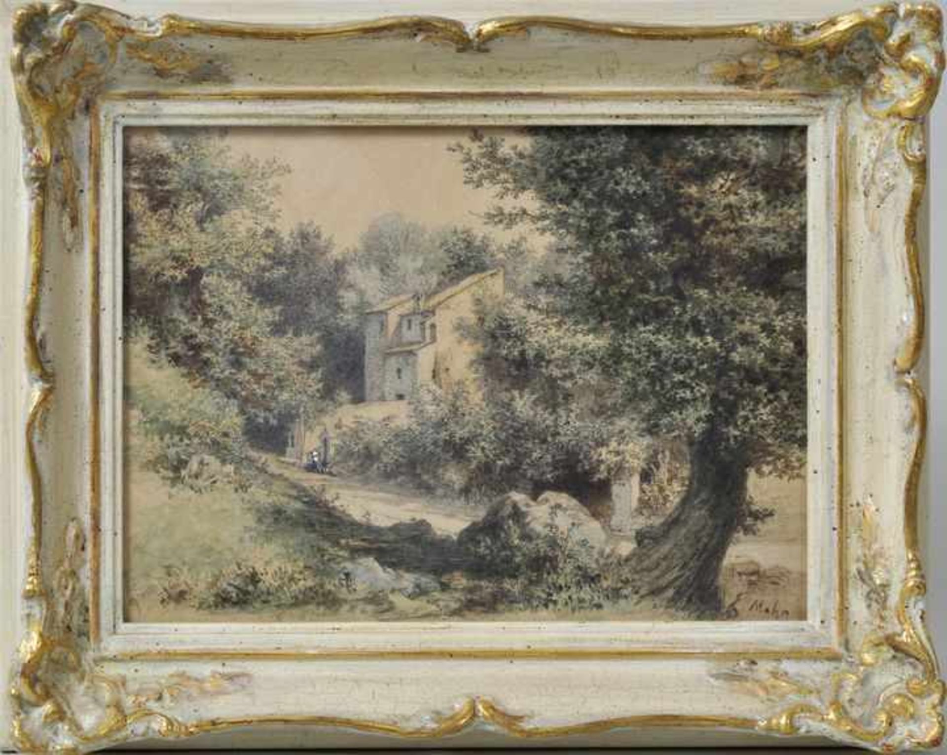 Mohn, Ernst Fürchtegott. 1835 Dresden-1912 LeipzigItalienische Landschaft. Aquarell über - Bild 2 aus 2