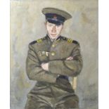 Adler-Krafft, Maria.Bildnis Sergej Popov in Uniform. 1975. Öl auf Leinwand, re. u. sign., auf dem