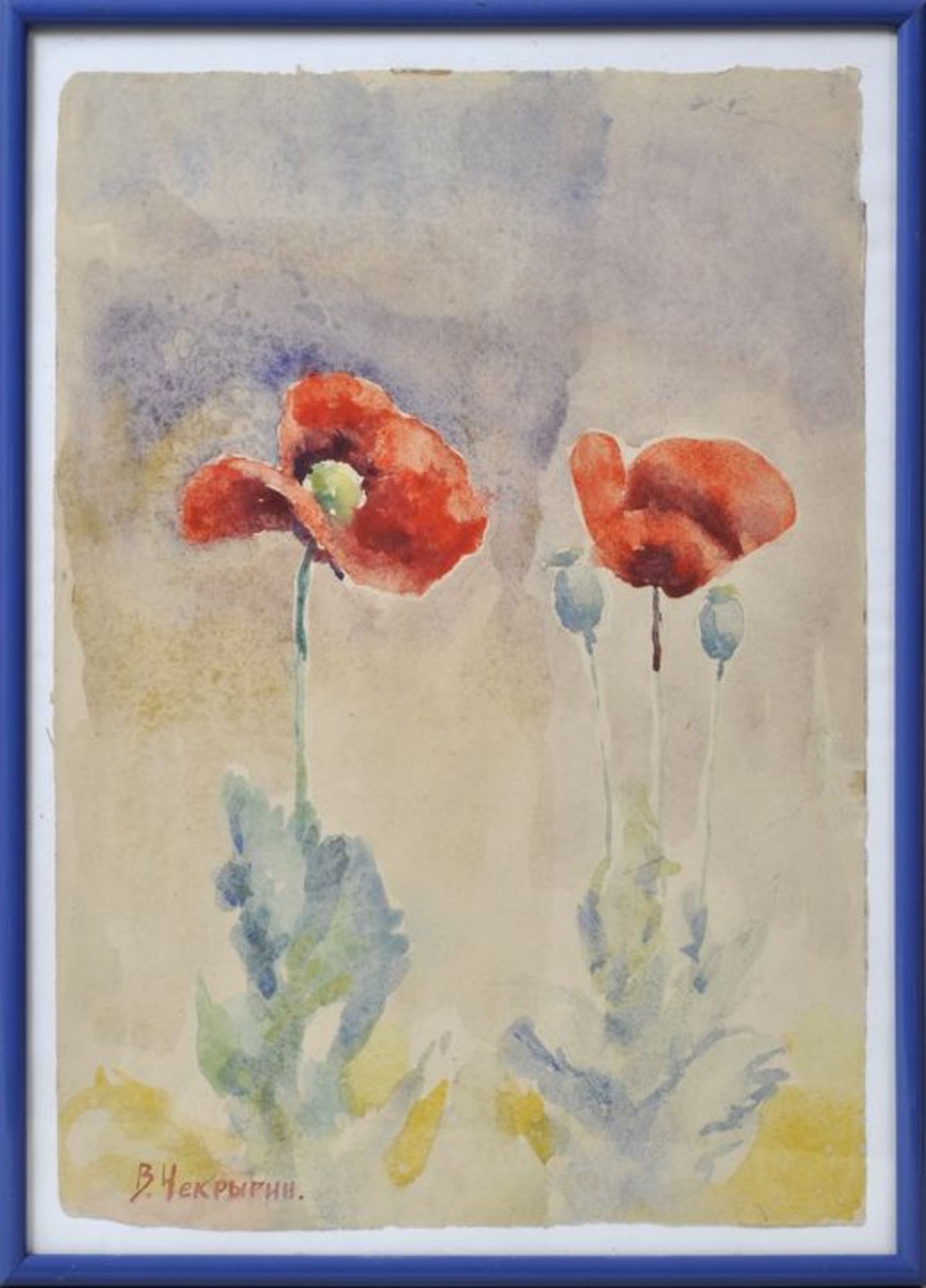 Chekrygin, Wassily. 1897 Zhizdra-1922 Mamontovka/ MoskauKlatschmohn. Aquarell, kyrill. sign. Re.