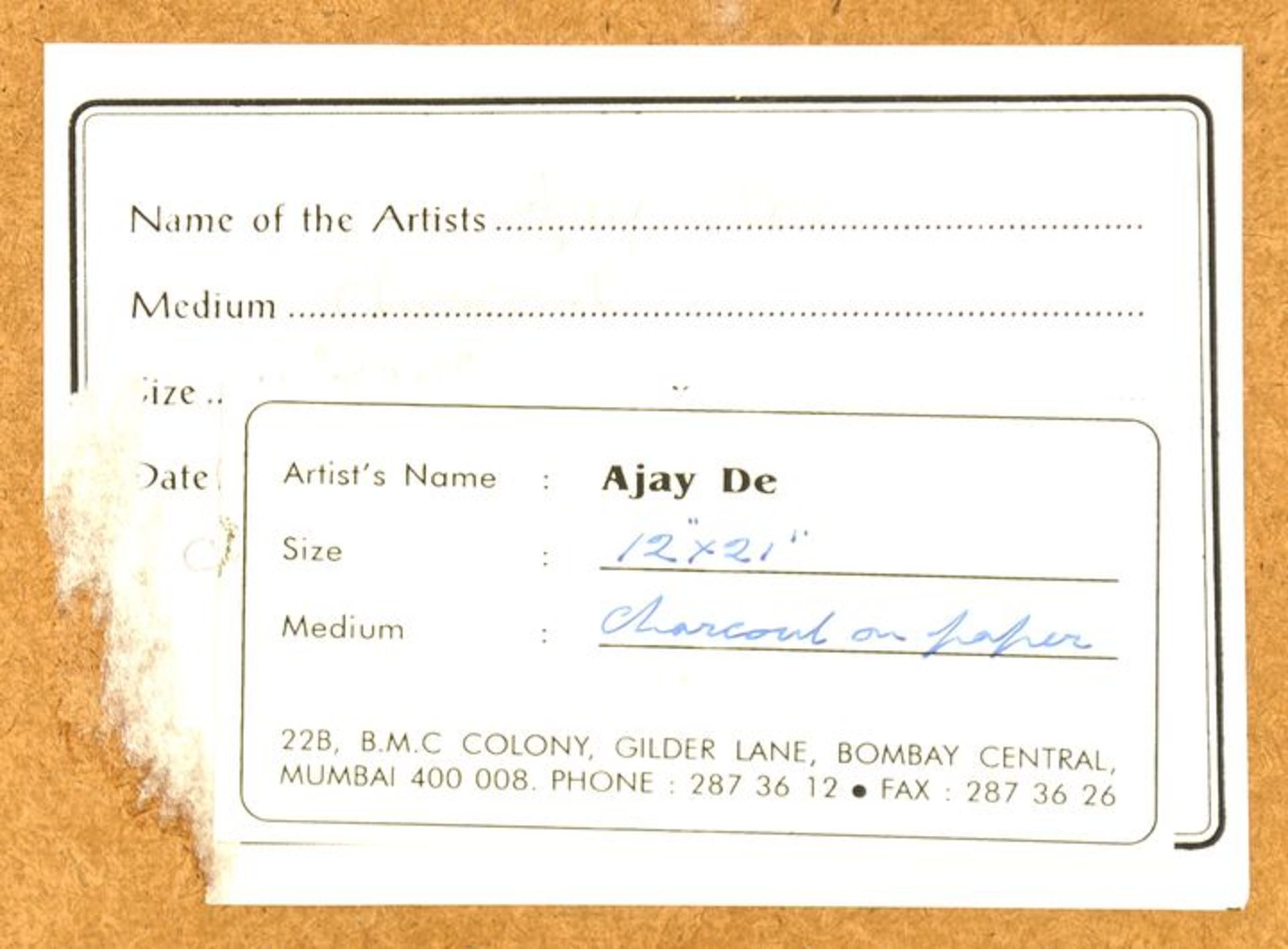 Ajay De. Geb. Calcutta, lebt und arbeitet in MumbaiRiksha. 1997. Kohlezeichnung auf Bütten, sign., - Bild 4 aus 4