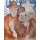 Unbekannter jüdischer KünstlerDer Rabbi und sein Schüler. Acryl auf Leinwand. Ohne Jahr. Unsigniert.