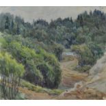 Gorbatov, Konstantin Ivanovich. 1876 - 1945Weg zum Waldsee. O.J. Aquarell über Blei. In Schwarz