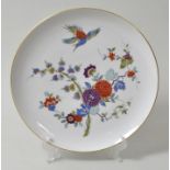 Wandteller, Meissen, 2. H. 20. Jh.Glattrandig, Indische Vogel-und Blumenmalerei, bunt mit