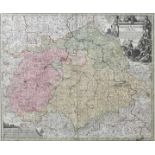 (Seutter, Matthäus:) Karte von Sachsen. Kupferstich um 1730, grenz-und flächenkoloriert,re. o.