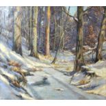 Lindner (Lindner-Zschopau), Hans. 1883 Zschopau-1944Winterliche Waldlandschaft, sonnige Stimmung. Öl