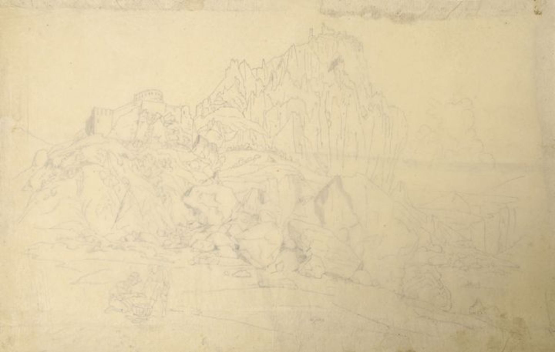 Unbekannt, 1. H. 19. Jh.Drei Blatt Reiseskizzen/ südländische Ansichten, u.a. Capri. Zeichnungen - Bild 2 aus 3