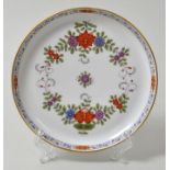 Wandteller, Meissen, 2. H. 20. Jh.Porzellan, Dekor Indische Blumenmalerei, zweiteilig, bunt mit