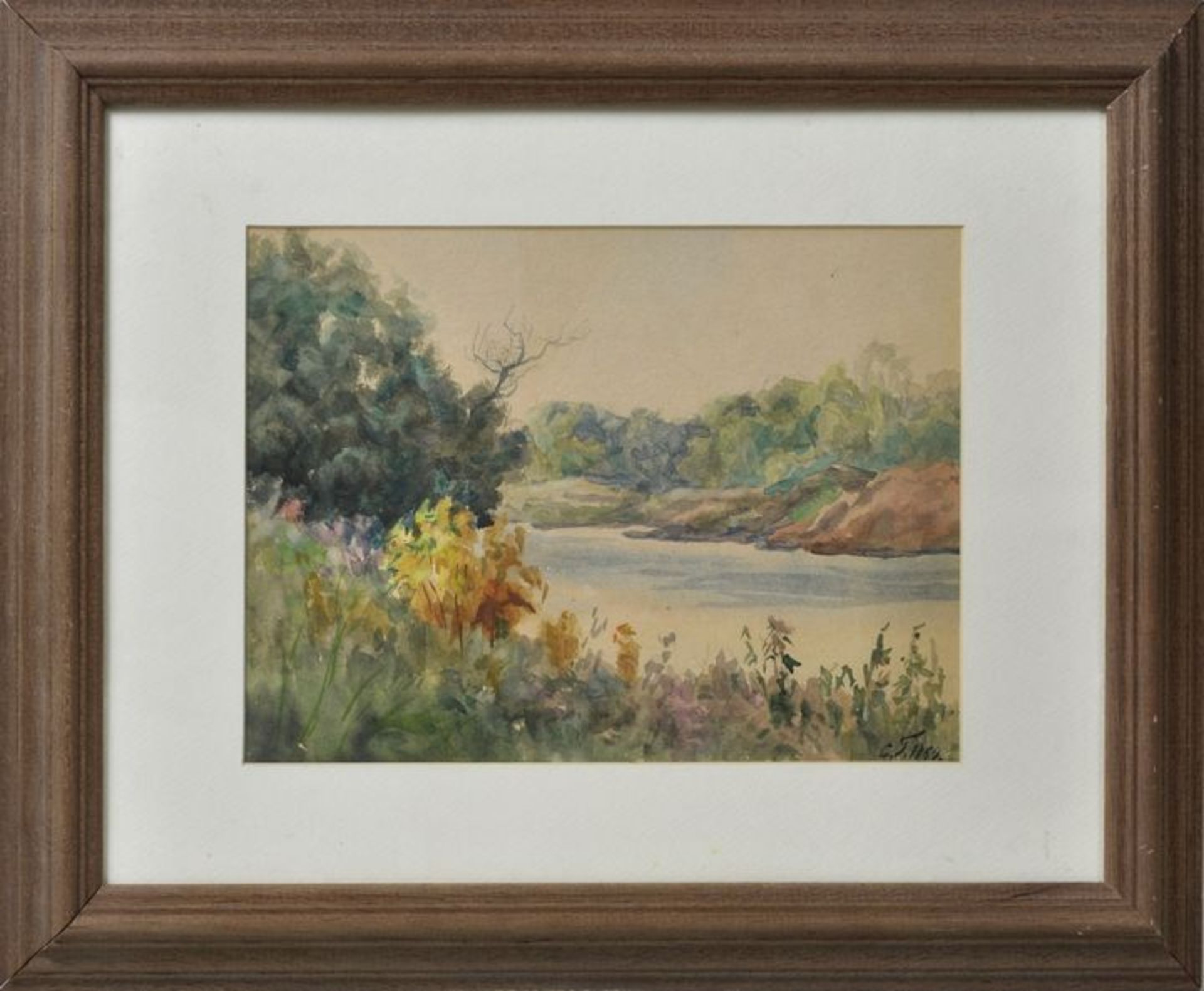 Gerassimow, Sergej Wassiljewitsch. 1885 Moschaisk-1964 MoskauLandschaft (Flussufer). 1960. Aquarell, - Bild 2 aus 3