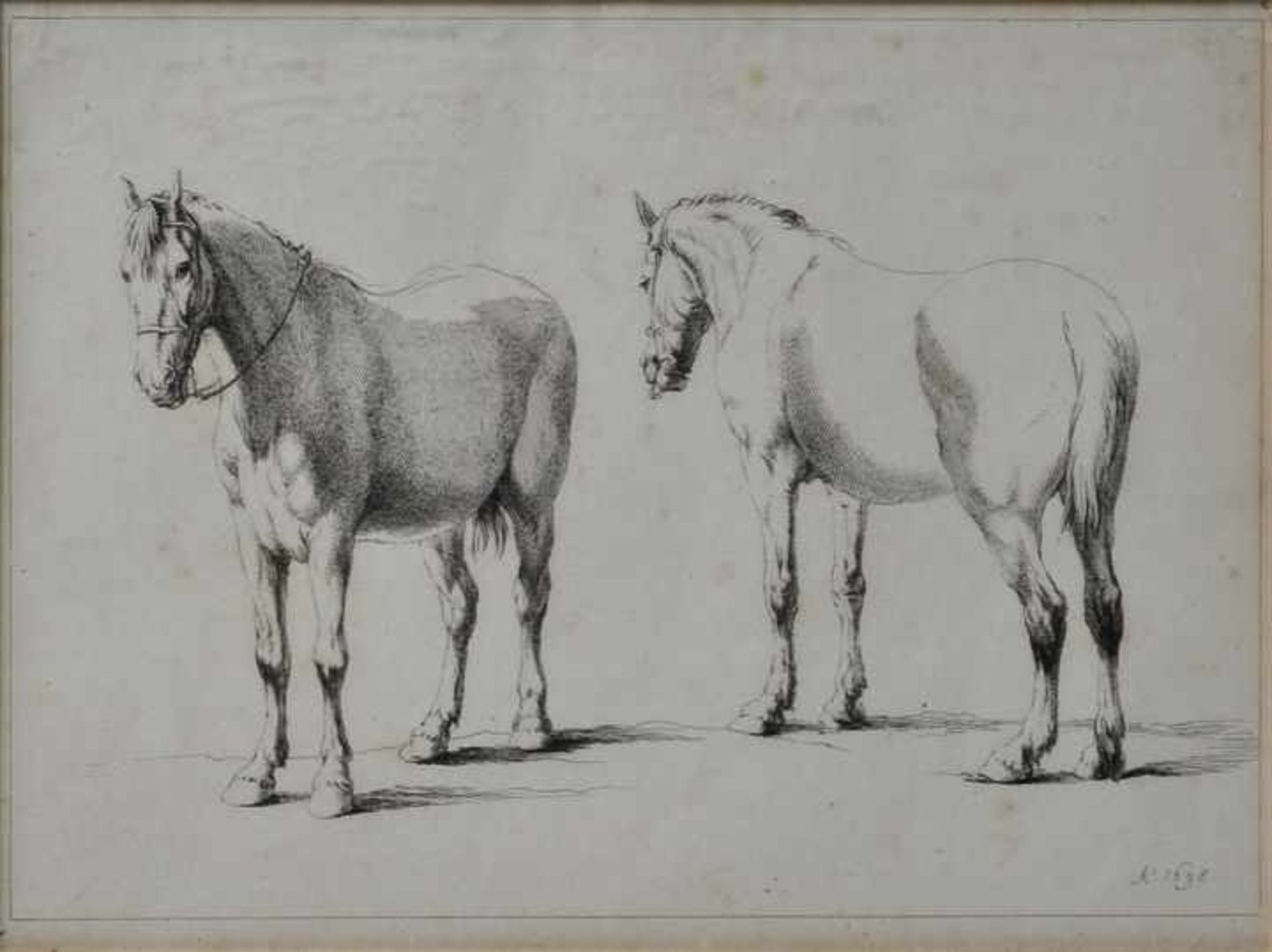 Bartsch, Adam. Wien 1757 - 18214 Bll. Pferdestudien nach G. Ph. Rugendas. Radierungen/ Bütten, - Bild 4 aus 8
