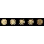 5 x 50 Euro in Gold, BRD, 2017500. Jahrestag der Reformation - 2. Ausg., 2017, Gold 999.9er, je 7,78