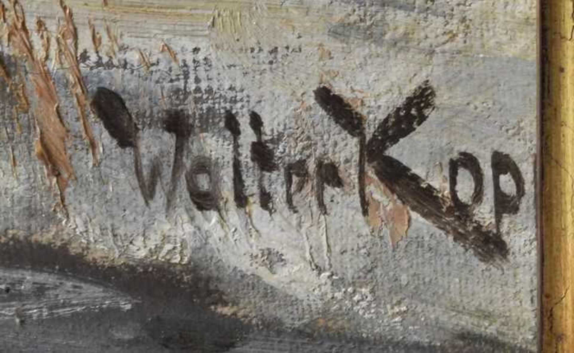 Kopp, Walter. Geb. 1877 Leipzig, war tätig ebd.Im Winterwald. Öl auf Leinwand, re. u. sign., 60 x 80 - Bild 5 aus 6