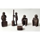 Figurengruppe, Amazonas-GebietGruppe von vier Figuren und einem Objekt, Darstellungen von Indios bei