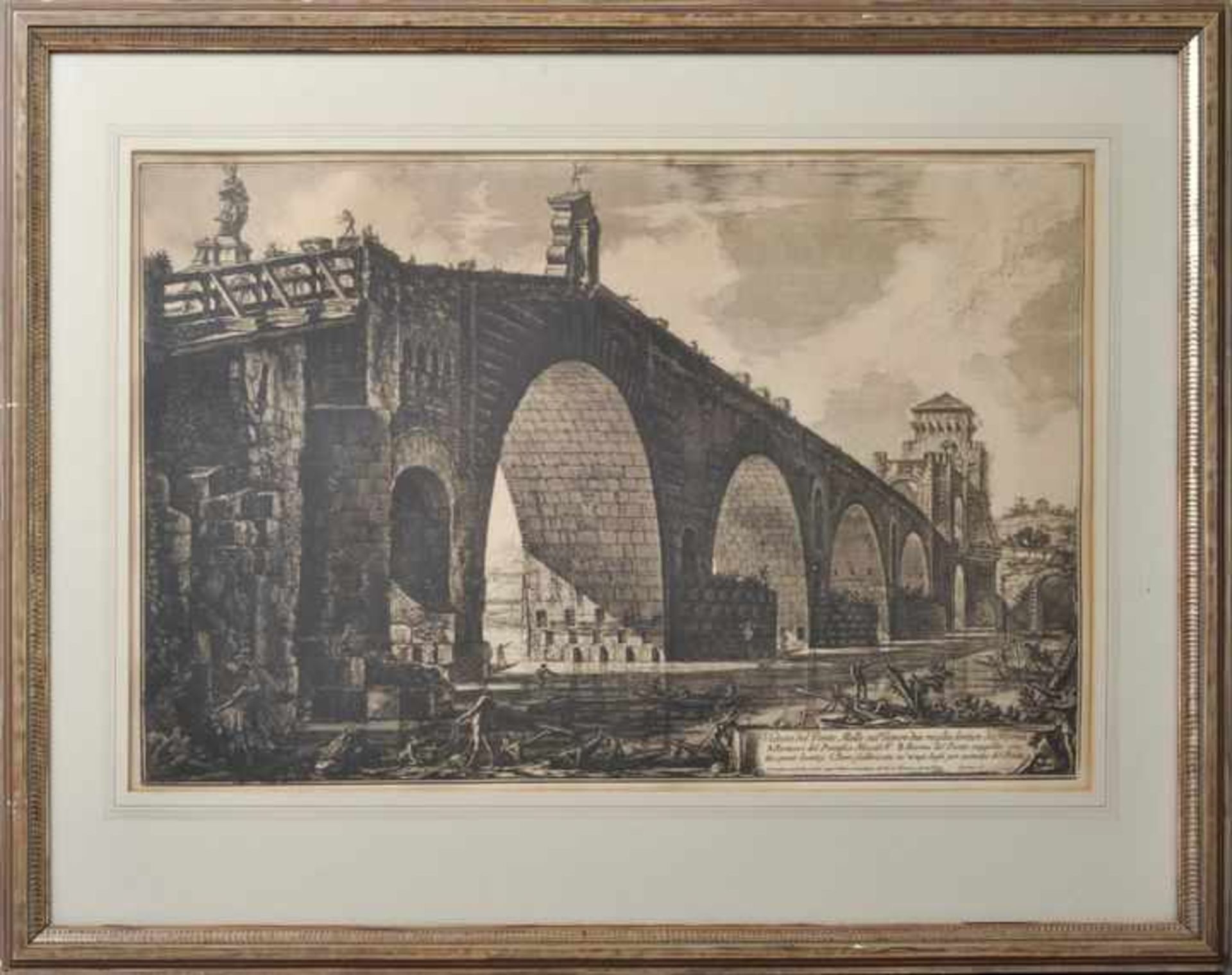 Piranesi, Giovanni Battista. 1720 Mogliano bei Mestre - 1778 Rom"Veduta del Ponte Molle" (Ansicht - Bild 3 aus 4