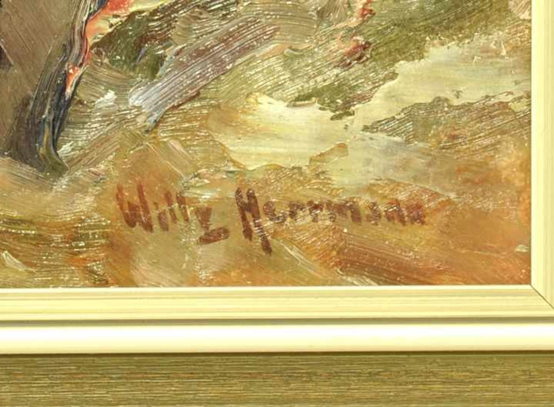 Herrmann, Willy. 1895 Spandau-1963Sonniger Tag im Herbst im Birkenwäldchen. Öl auf Leinwand, re. - Image 6 of 6