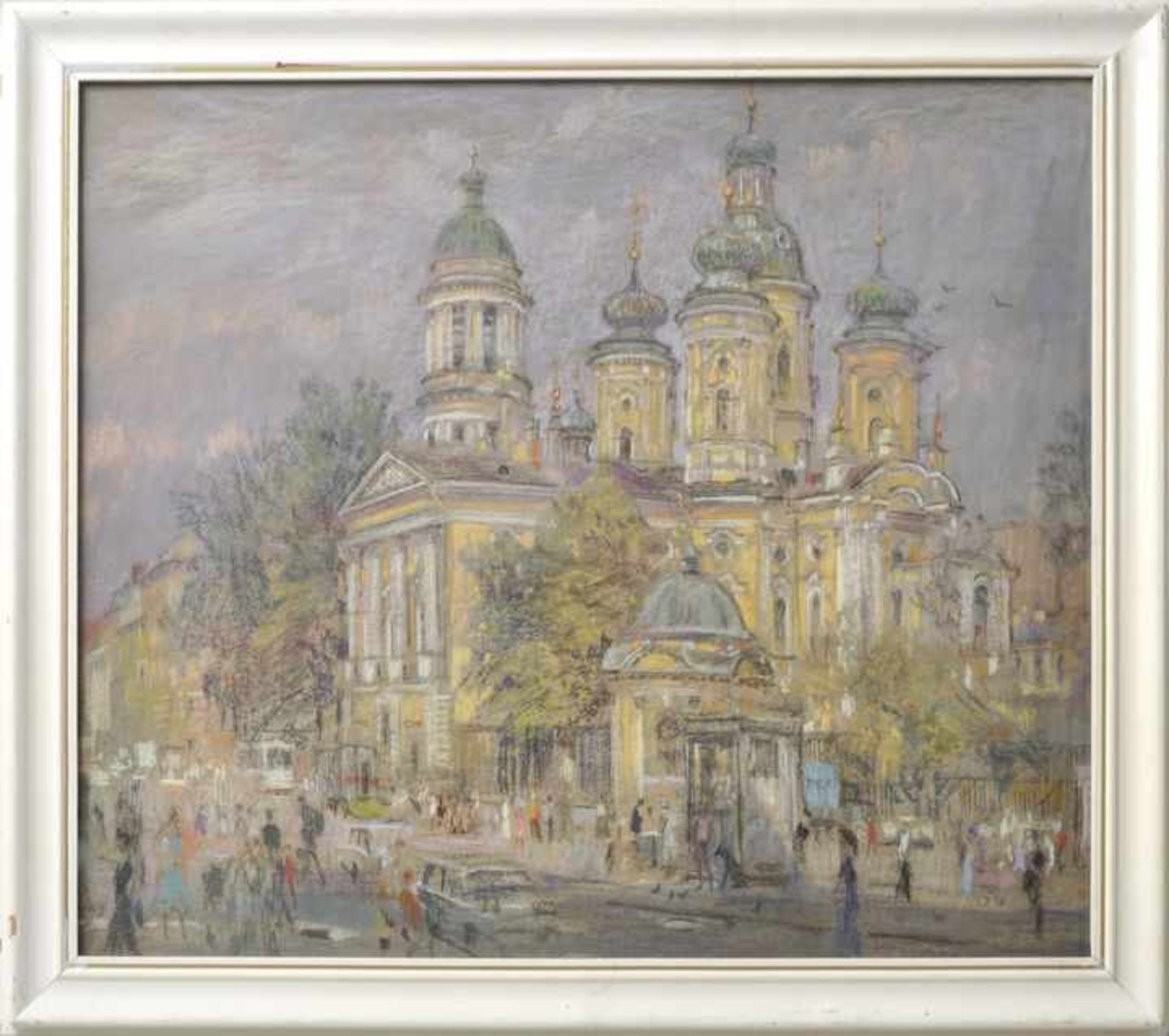 Bernstein, Stanislav. 1937-2003Ansicht der Wladimir-Kathedrale in St. Petersburg. Pastell. Auf - Bild 3 aus 3