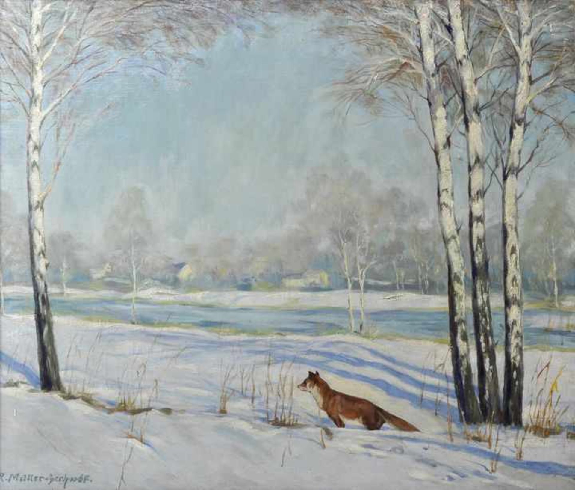 Müller-Gerhardt, Johannes Rudolf. Geb. 1873 Chemnitz, war ansässig in Leipzig.Winterlandschaft mit