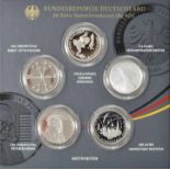 Sammlermünzenset 5 x 20 Euro in Silber, BRD, 2018Jg. 2018. Silber 925, eine Münze für jede