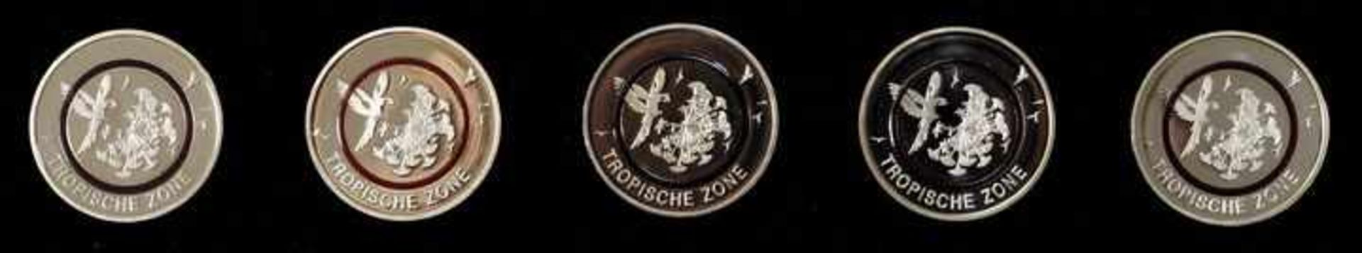 5 x 5 Euro-Sammlermünze, BRD, 2017Klimazonen der Erde - 2. Ausg. (Tropische Zone). Kupfer-Nickel,