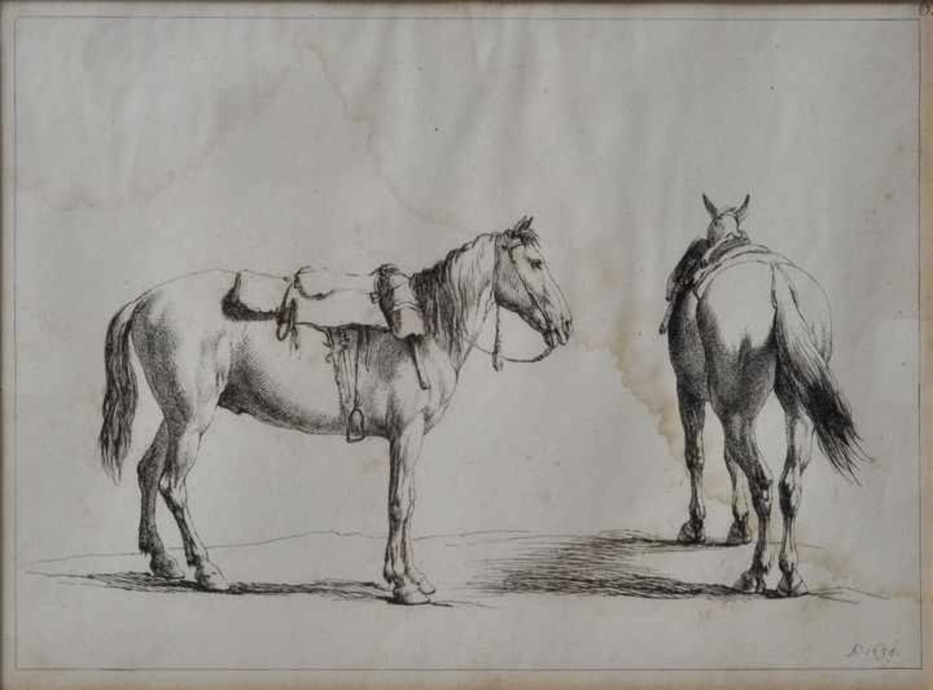 Bartsch, Adam. Wien 1757 - 18214 Bll. Pferdestudien nach G. Ph. Rugendas. Radierungen/ Bütten, - Bild 2 aus 8