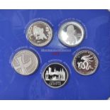 Sammlermünzenset, 5 x 10 Euro, BRD, 2015Jg. 2015, Silber 625, Spiegelglanz, A, D, G, F, J. Orig.