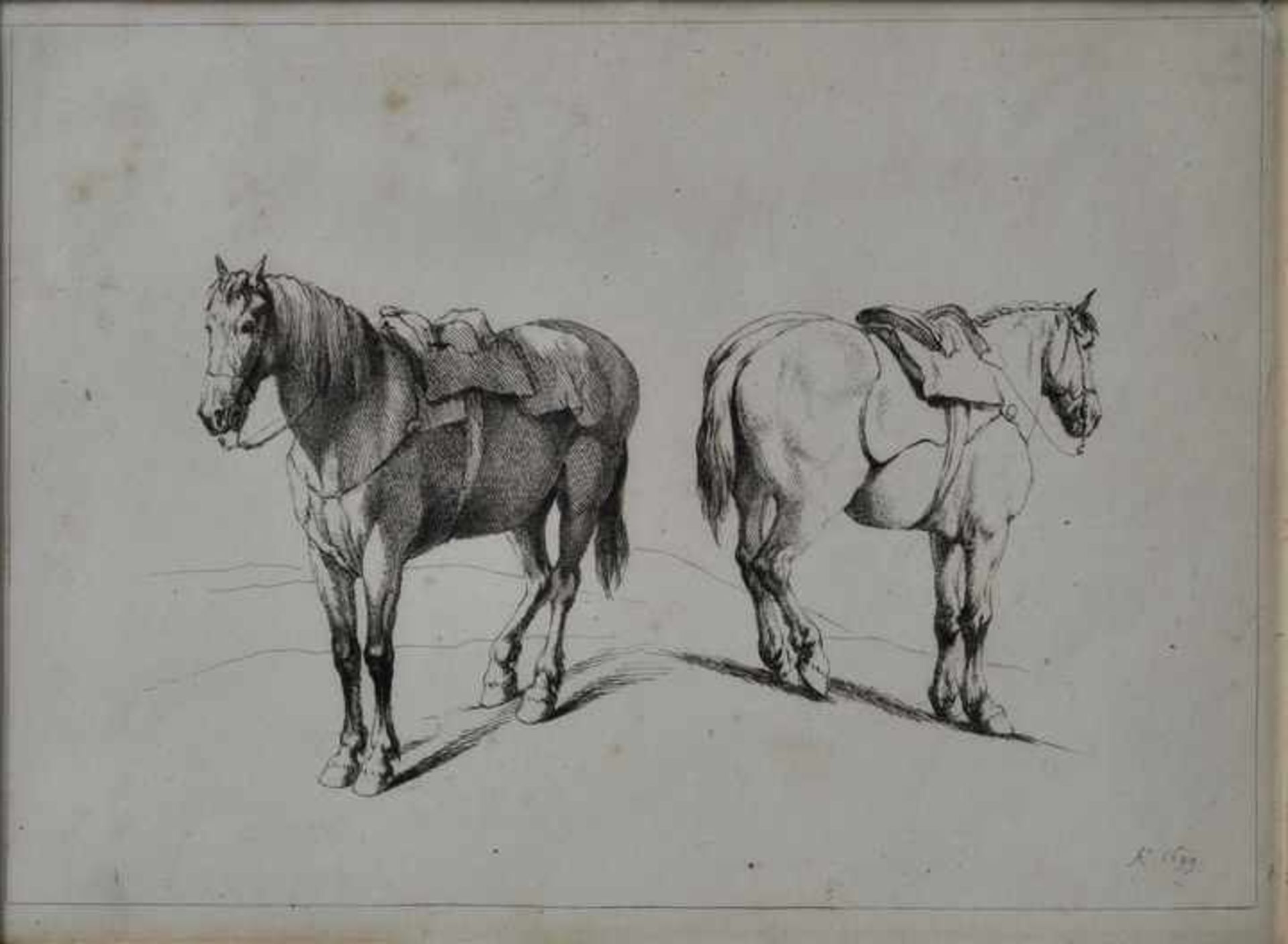 Bartsch, Adam. Wien 1757 - 18214 Bll. Pferdestudien nach G. Ph. Rugendas. Radierungen/ Bütten, - Bild 6 aus 8
