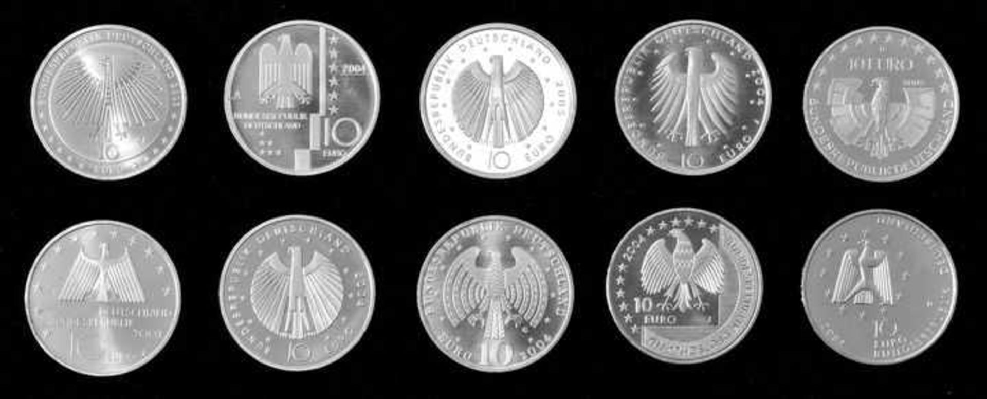10 x 10 Euro, Silber, BRD, 2003-2005a) Landschaften in Deutschland - 1. Ausg., 2003, F ( - Bild 3 aus 3